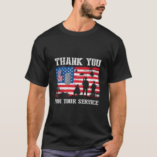 Tack för din tjänst amerikansk flagga veteraner t shirt