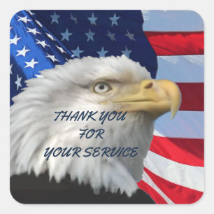 TACK FÖR DIN TJÄNST FYRKANTIGT KLISTERMÄRKE