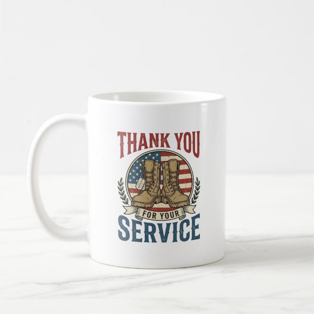 Tack för din tjänst Militära stövlar Tröja De Kaffemugg (Vänster)