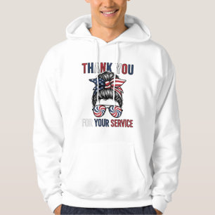 Tack För Din Tjänst Patriotisk Rösig Bunt Shin Hoodie