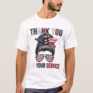 Tack För Din Tjänst Patriotisk Rösig Bunt Shin T Shirt