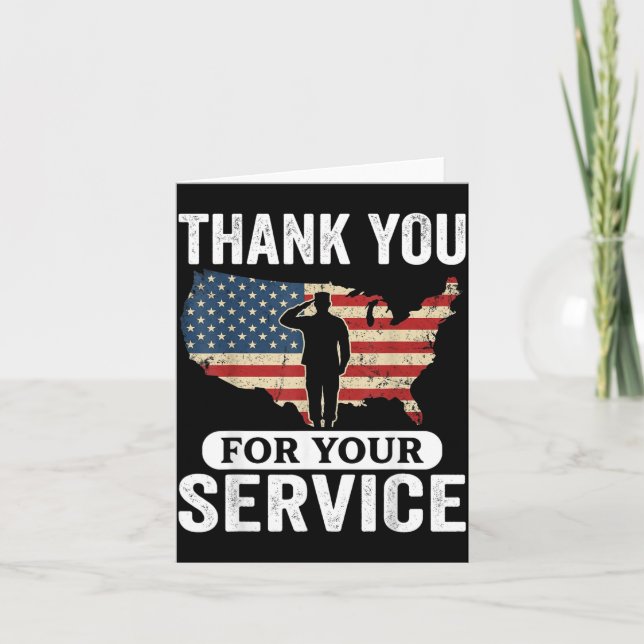 Tack För Din Tjänst Patriotiska Veterans Day Kort (Framsida)