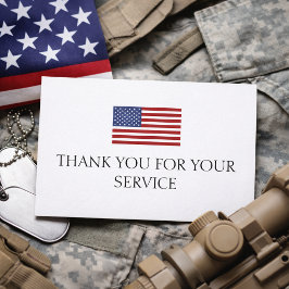 Tack för din tjänst Röd blå Amerikansk Flagga Kort