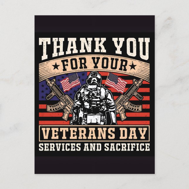 Tack för din tjänst: Veterans Day 2025 Helg Vykort (Framsida)
