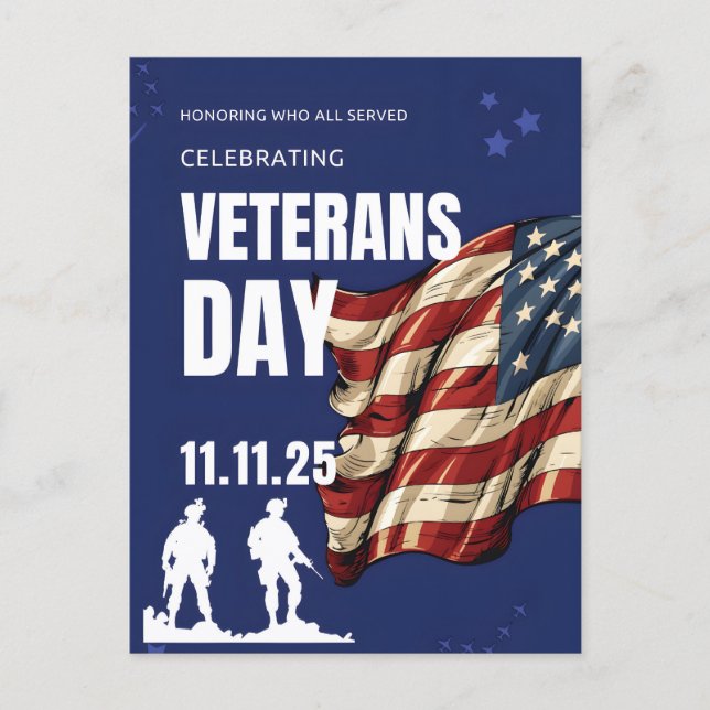 Tack för din tjänst: Veterans Day 2025 Helg Vykort (Framsida)