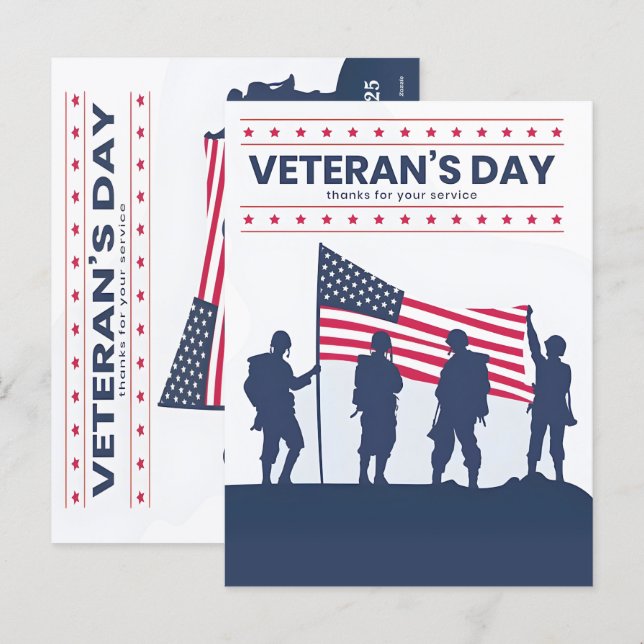 Tack för din tjänst, Veterans Day! 2025 Helg Vykort (Fram/baksida)