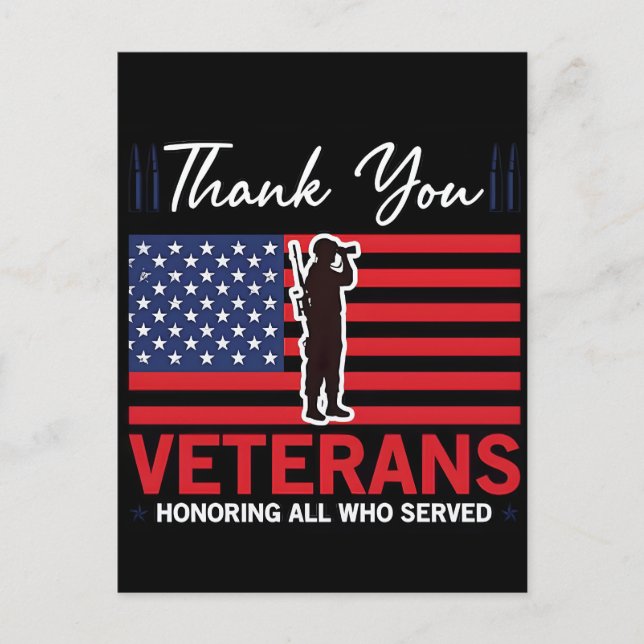 Tack för din tjänst: Veterans Day 2025 Helg Vykort (Framsida)