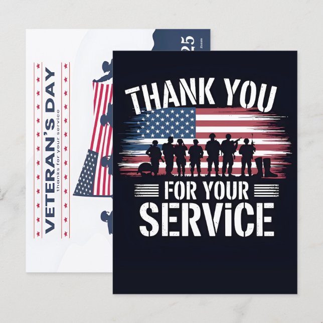 Tack för din tjänst: Veterans Day 2025  Hol Helg Vykort (Fram/baksida)