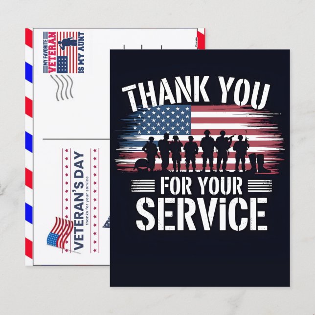 Tack för din tjänst: Veterans Day 2026 Helg Vykort (Fram/baksida)