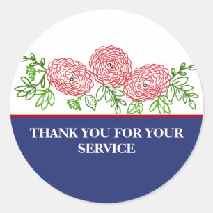Tack för din tjänst Veterans Day Vallmo Runt Klistermärke