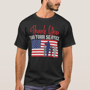 Tack för din tjänste- patriotiska veteran t shirt