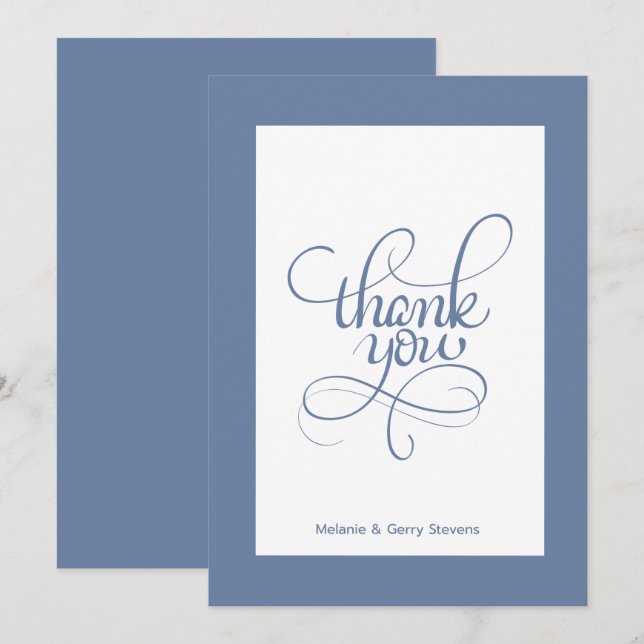 Tack för din typografi, blå på vit bakgrund kort (Fram/baksida)