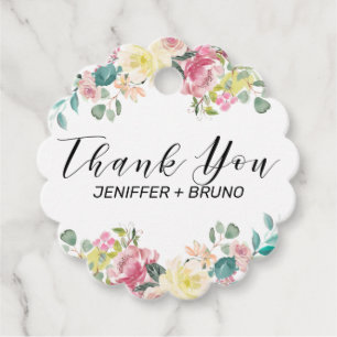 Tack för din typografi Färgblommor bouquet Gåvor Etiketter