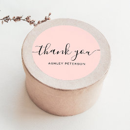Tack för din typografiminimalistiska pastellrosa runt klistermärke
