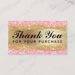 tack för dina beställningskort Rosa Glitter Guld Visitkort