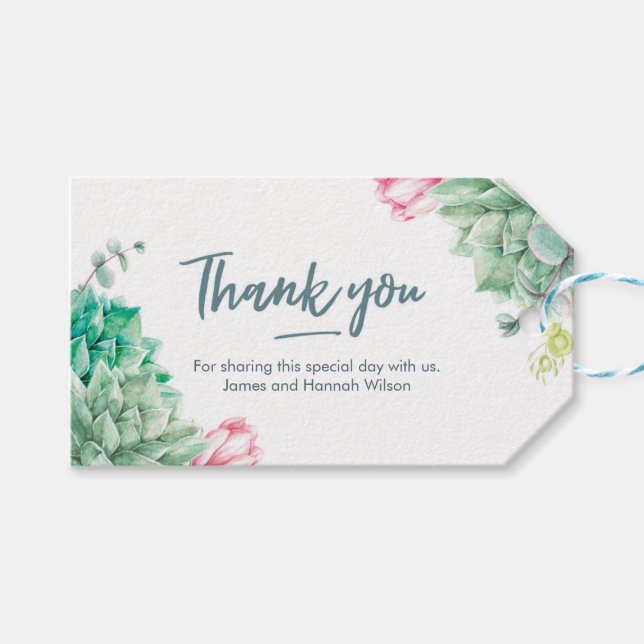 Tack för dina bröllopsfavoritmärkre | Blommor med  Presentetikett (Framsidan (Horisontell))