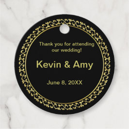 Tack för dina bröllopsfavoritMärkre, svart/Guld Gåvor Etiketter