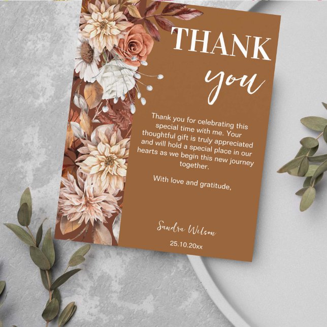 Tack för dina kort (Boho desert brown dried floral bridal shower thank you cards wedding thank you cards fall themed)