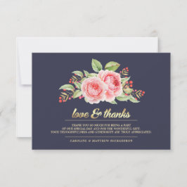 Tack för dina kort, blå Blommigt Bröllop
