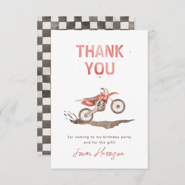 Tack för dina kort, Dirt Bike Party (Fram/baksida)