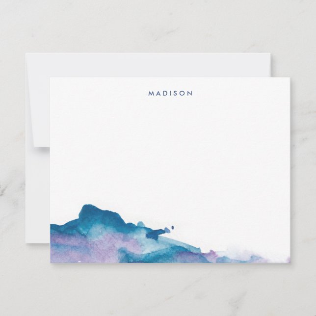 Tack för dina kort för lila och blå vattenfärger (Framsida)