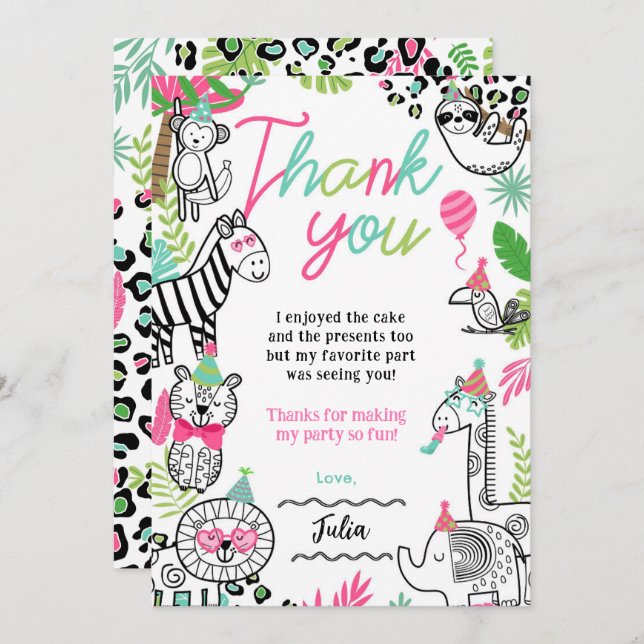 Tack för dina kort för party-djur (Fram/baksida)