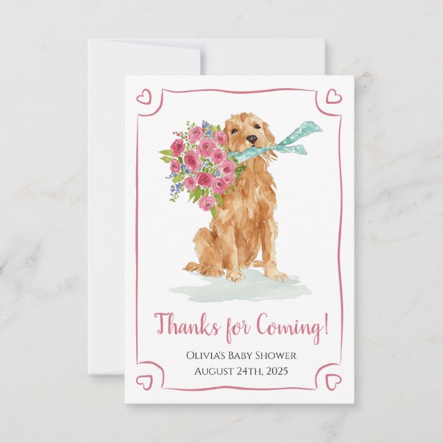 Tack för dina kort, Golden Retriever Baby Shower (Framsida)