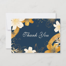 Tack för dina kort i Modern Navy Blue Flower Bröll