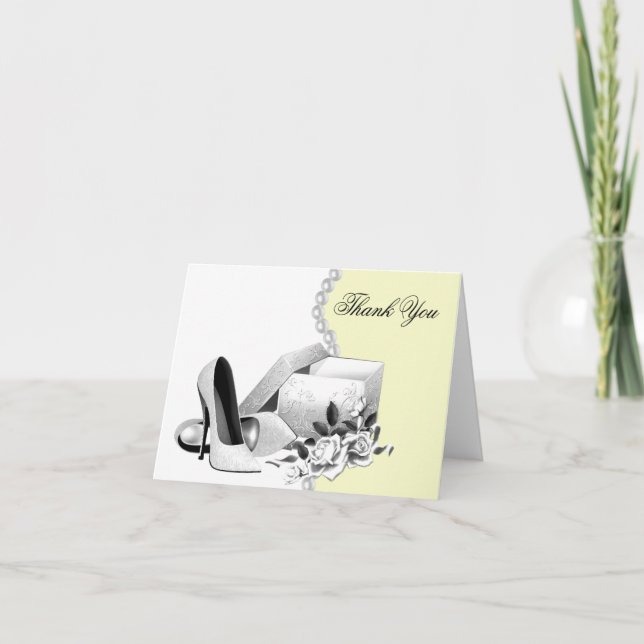 Tack för dina kort med gult Pearls High Heel Shoes (Framsida)