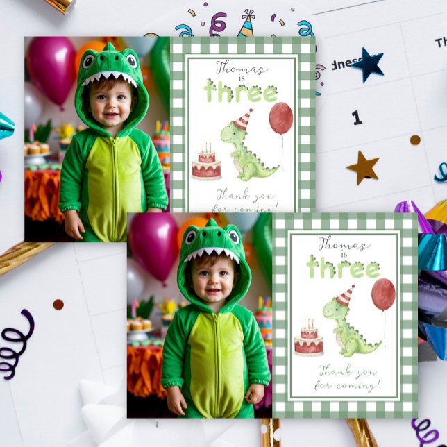 Tack för dinosaurie 3-års födelsedag kort (Skapare uppladdad)