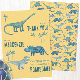 Tack för dinosaurie-födelsedagsfest kort