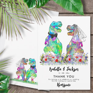 Tack för dinosaurie-tema bröllop kort