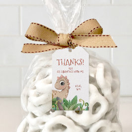 Tack för dinosaurien för barn presentetikett