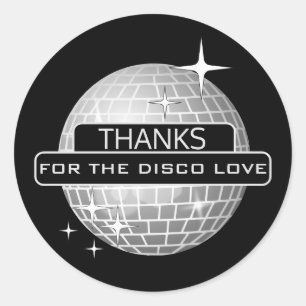 TACK för Disco Kärlek Boll Retro Birthday Runt Klistermärke