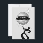 TACK för Disco Kärlek Funny Retro Birthday<br><div class="desc">Svart och vit-temat Tack-kort - det ultimata coolan att tacka dina vänner och din familj för din Retro Disco-Födelsedagsfest! Med ett bländande diskotek boll, med vita reflexstjärnor och sport med en funky retro-stil dans disco-kille. De här korten är en definition av groovy och anger tonen för en händelse som handlar...</div>