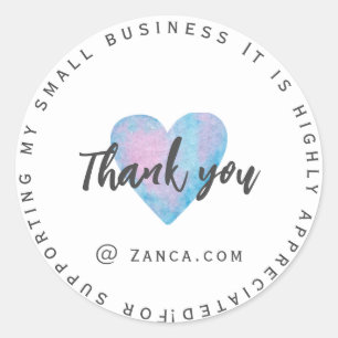 Tack för ditt blåa hjärta Small Business Sticker Runt Klistermärke