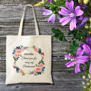 Tack för ditt blommigt, chic bröllop tygkasse