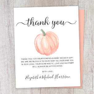 Tack för ditt budgetkort för Pumpkin Baby Shower