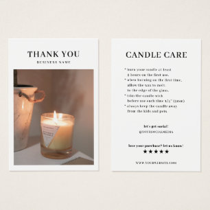 Tack för ditt Candle Care Photo Visitkort