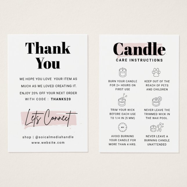  Tack för ditt Candle-kort Visitkort (Framsida & baksida)