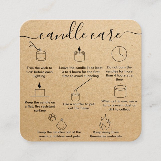 Tack för ditt Candle-vårdkort, lägg till din Logot Fyrkantigt Visitkort (Framsida)