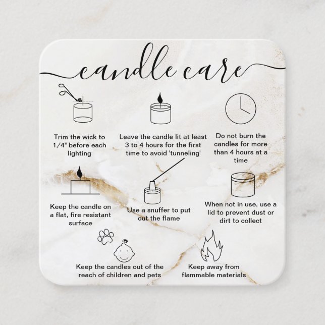 Tack för ditt Candle-vårdkort, som är tillverkat m Fyrkantigt Visitkort (Framsida)