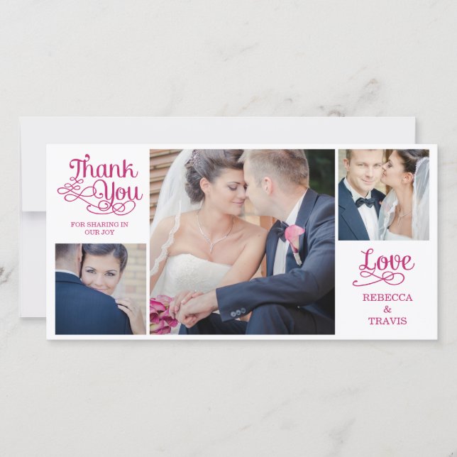 Tack för ditt Cards Fuchsia, Modern Calligraphy Br Kort (Framsida)