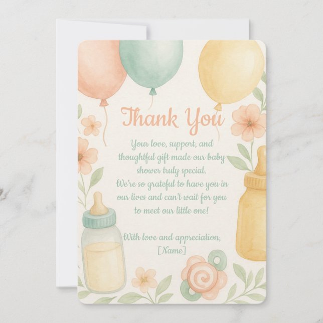 Tack för ditt Cute Baby Shower-kort Kort (Framsida)
