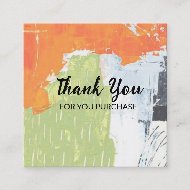 Tack för ditt inköpskort fyrkantigt visitkort (Framsida)