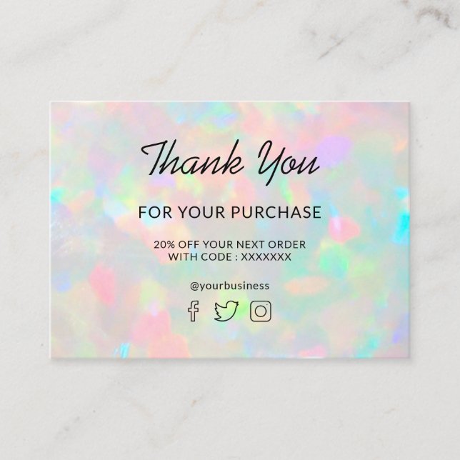 Tack för ditt inköpsoptiska foto visitkort (Framsida)