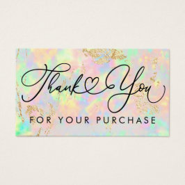 Tack för ditt köp av faux iridescent opal visitkort