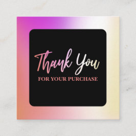 tack för ditt köp av olja och svart fyrkantigt visitkort