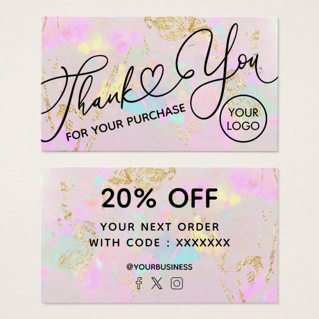 Tack för ditt köp av rosa-alternativ visitkort (Framsida & baksida)