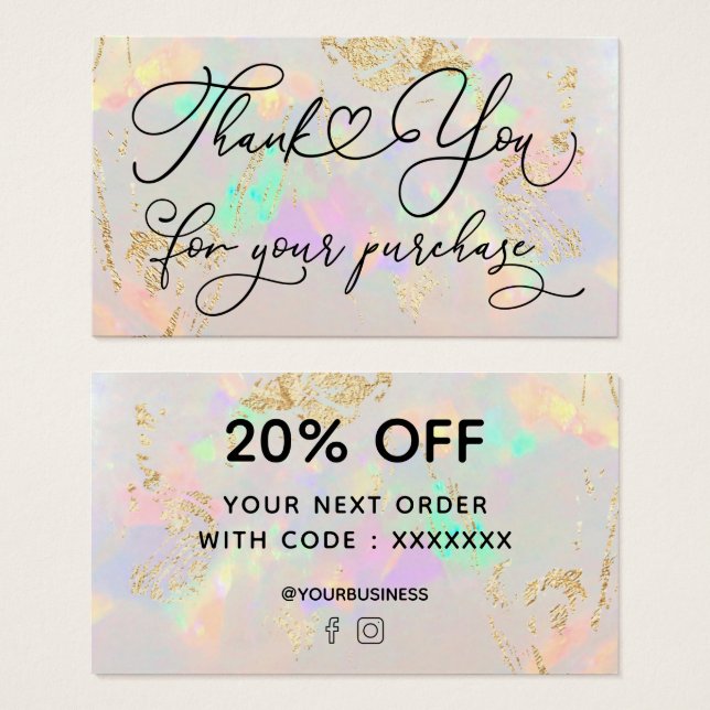 Tack för ditt köp av vit valfri visitkort (Framsida & baksida)